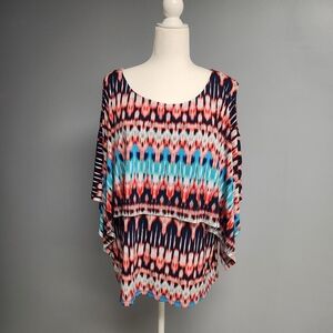 Rafaela Vibrant Patterned Blouse - Red, Blue, White